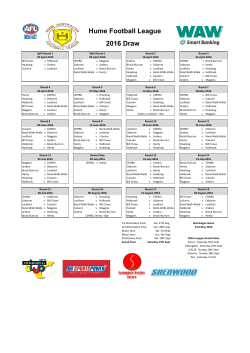 Hume Football League 2016 Draw