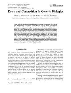Entry and competition in generic biologics