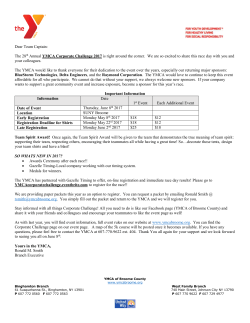 Dear Team Captain: The 28th Annual YMCA Corporate Challenge