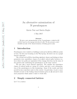 An alternative axiomization of $ N $