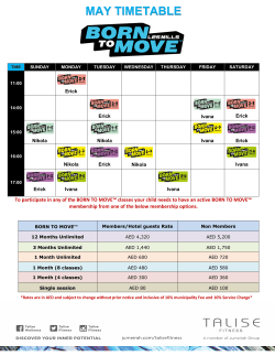 may timetable - Talise Fitness