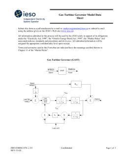 Gas Turbine Governor Model Data Sheet