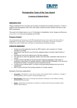 Perioperative Team of the Year Award - Application Form 2017