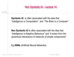 Non Symbolic AI - University of Sussex