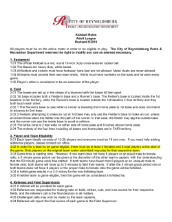 Kickball Rules Adult League Revised 8/2016 All players must be on