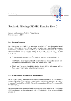 Stochastic Filtering (SS2016) Exercise Sheet 5