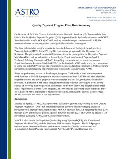 Quality Payment Program Final Rule Summary