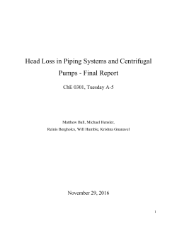 Head Loss in Piping Systems and Centrifugal Pumps