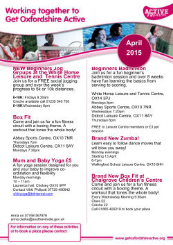 April 2015 NEW Beginners Jog Groups at the White Horse Leisure