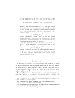 ON INDEPENDENT SETS IN HYPERGRAPHS 1. Introduction In this