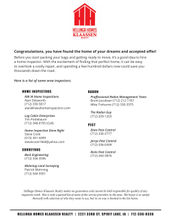 inspectors - Seth Hellinga Homes