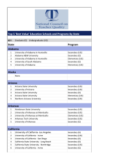 State Program Top 5 `Best Value` Education Schools and Programs