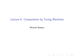 Lecture 8: Computation by Turing Machines