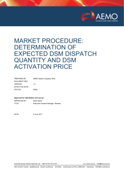 Determination of Expected DSM Dispatch Quantity and DSM