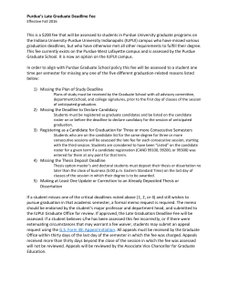 Purdue`s Late Graduate Deadline Fee This is a $200 fee that will be