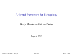 A formal framework for Stringology