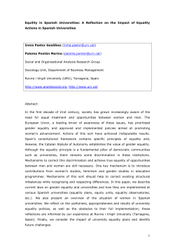 Equility in Spanish Universities: A Reflection on the Impact of