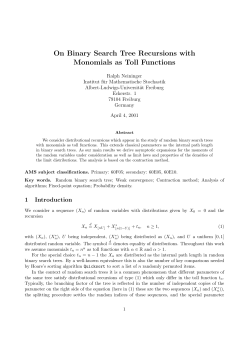 On Binary Search Tree Recursions with Monomials as Toll Functions