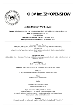 SHCV Inc. 32 nd OPEN SHOW - Siberian Husky Club of Victoria