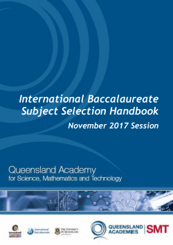 International Baccalaureate Subject Selection Handbook