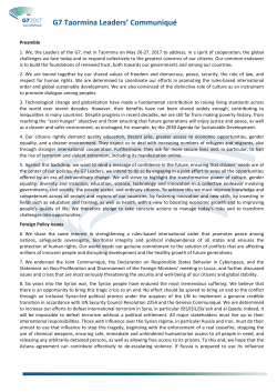 G7 Taormina Leaders` Communiqu&eacute;