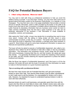 FAQ for Potential Business Buyers