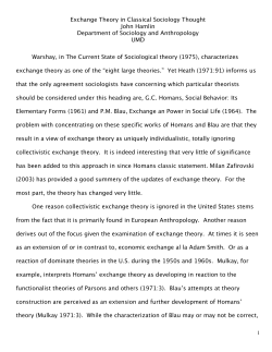 Exchange Theory in Classical Sociology Thought John Hamlin