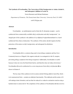 The Synthesis of Fexofenadine: The Conversion of Ethyl