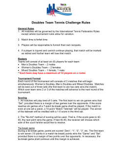 Team Tennis Doubles Challenge Rules