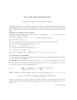 PLAY TIME WITH DETERMINANTS Tewodros