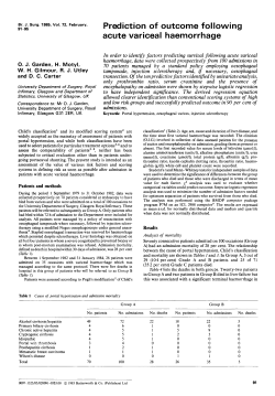 Prediction of outcome following acute variceal haemorrhage