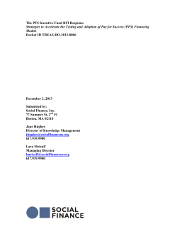 The PFS Incentive Fund RFI Response Strategies to Accelerate the