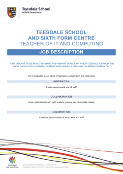 Teacher of ICT job spec - Teesdale School and Sixth Form