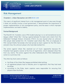 Forestieri V. Urban Recreation Ltd.