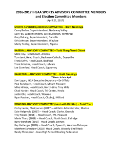 2016-2017 IHSAA SPORTS ADVISORY COMMITTEE MEMBERS
