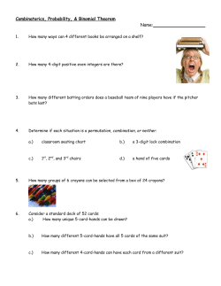 Combinatorics &ndash; Counting Principle, Permutations and Combinations
