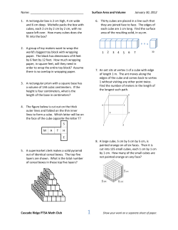 Surface Area and Volume - Cascade Ridge Math Club