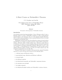 A Short Course on Teichm&uuml;ller`s Theorem