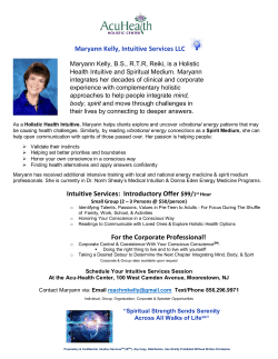 Maryann Kelly, Intuitive Services LLC Intuitive Services: Introductory