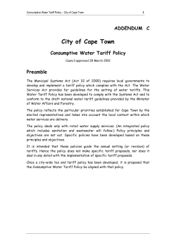 Consumptive Water Tariff Policy