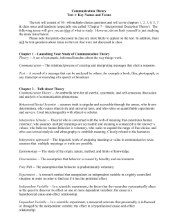 Communication Theory Test 1- Key Names and Terms The test will