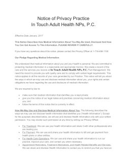 Notice of Privacy Practice In Touch Adult Health NPs, P.C.