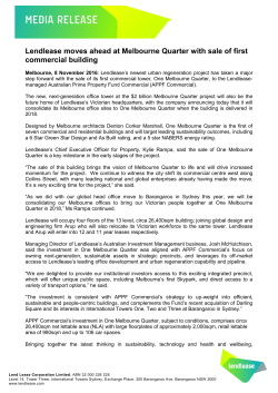 Lendlease moves ahead at Melbourne Quarter with sale of first