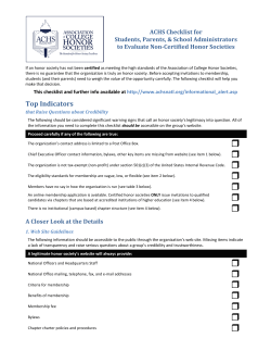 ACHS Checklist for Students, Parents and School Administrators to