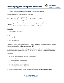 Developing the Complete Sentence