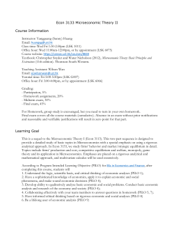 Econ 3133 Microeconomic Theory II Course Information Instructor