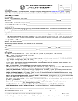 Affidavit of Candidacy - Minnesota Secretary Of State
