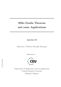 Hille-Yosida Theorem and some Applications