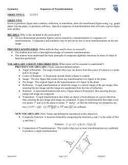 Geometry Sequences of Transformations Unit CO.5 OBJECTIVE