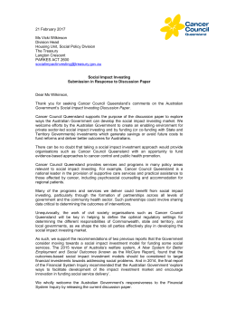 Cancer Council Queensland - Submission to Social